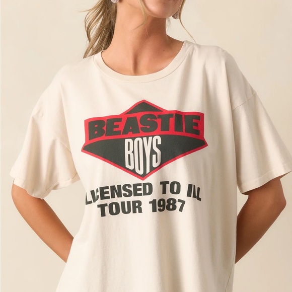 COPY - Beastie Boys Licensed Tour 1987 Cream T-Shirt Stll in poly - Picture 1 of 3